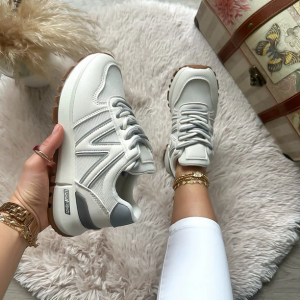 Adidasi dama casual albi cu gri 30664 N7-3