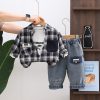Set Casual Băieți 3 Piese – Cămașă, Tricou Imprimeu și Jeansi cu Elastic - 4-5 ani