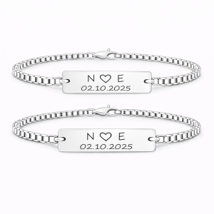 Set 2 Bratari Personalizate Inima cu Argint