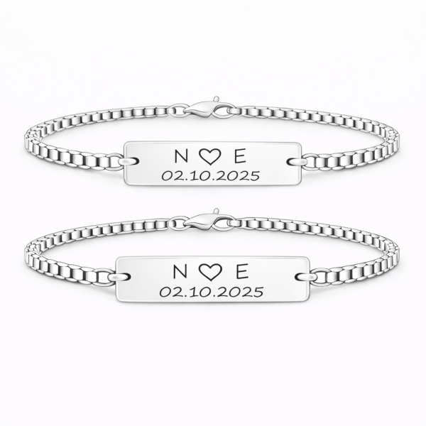 Set 2 Bratari Personalizate Inima cu Argint