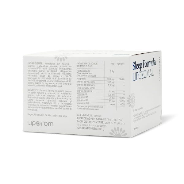 Sleep Formula Lipozomal Liporom, 30 plicuri – somn, relaxare și sistem nervos