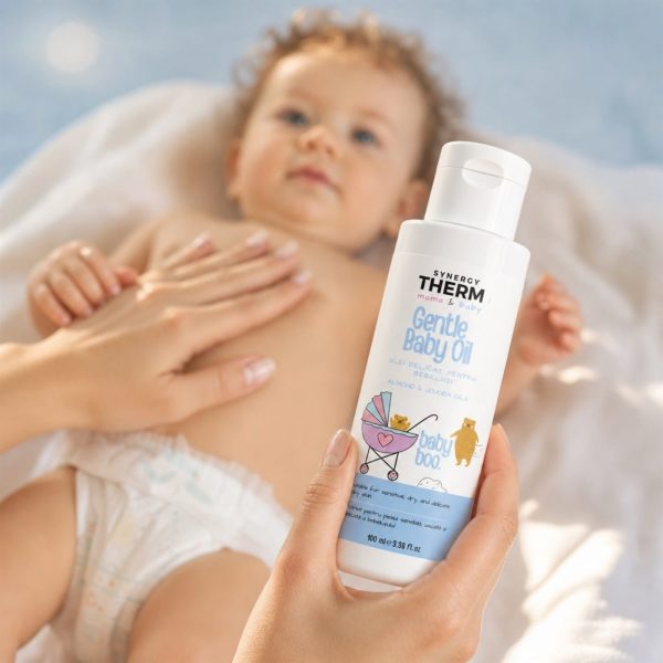 Synergy Therm Mama & Baby - Ulei Delicat pentru Bebeluși cu Ulei de Migdale Dulci, Jojoba și Squalane Vegetal, pentru Pielea Sensibilă, 100 ml