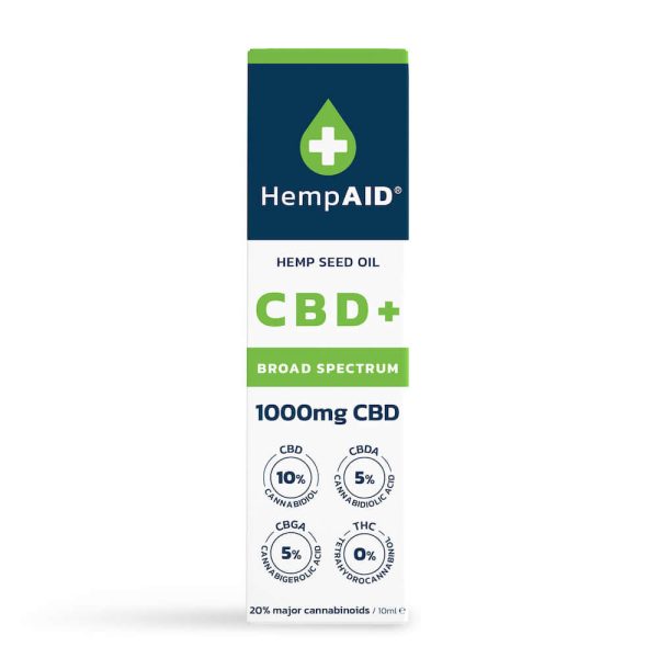 Ulei de canepa cu 1000mg CBD, 500mg CBDA, 500mg CBGA, broad spectrum, HempAID, natural, 10ml - Default