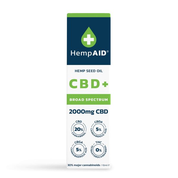 Ulei de canepa cu 2000mg CBD, 500mg CBDA, 500mg CBGA, broad spectrum, HempAID, natural, 10ml - Default