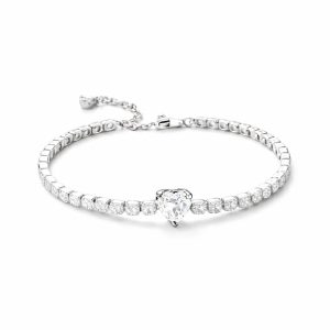 Bratara Tennis White Heart Silver Cu Argint