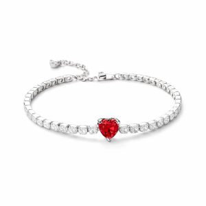 Bratara Tennis Red Heart Silver Cu Argint