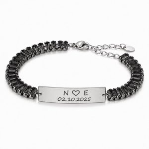 Bratara Personalizata Data Mystic Silver Black