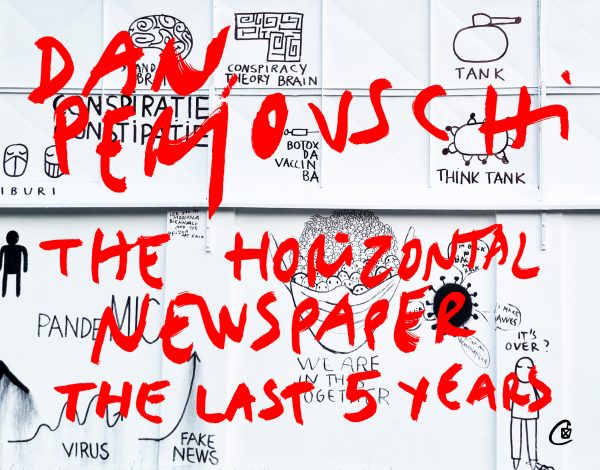 Ziarul Orizontal_ultimii cinci ani_Dan Perjovschi_coperta Postcards. The Horizontal Newspaper. The Last Five Years, 2019–2023