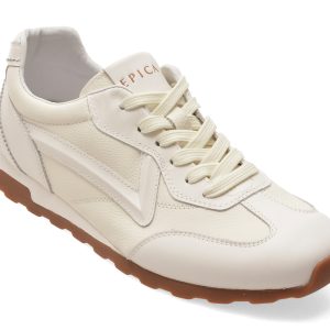 Pantofi sport EPICA albi, 59877, din piele naturala