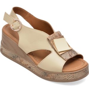 Sandale GOLD DEER bej, 22070, din piele naturala