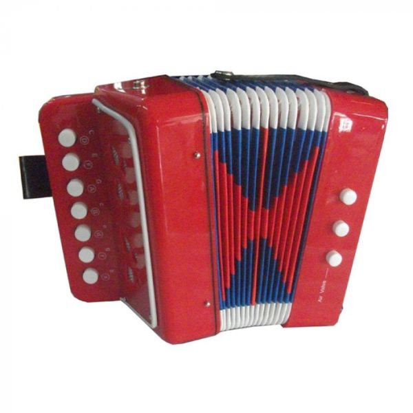 Acordeon de jucarie pentru copii, instrument muzical fara baterii, rosu