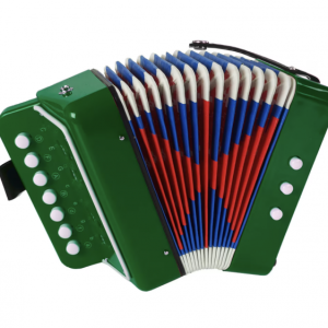 Acordeon de jucarie pentru copii, instrument muzical fara baterii, verde