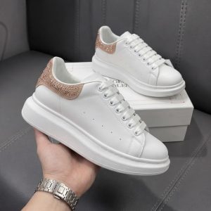 Adidasi dama casual albi cu roz  diamond  111D N12-4