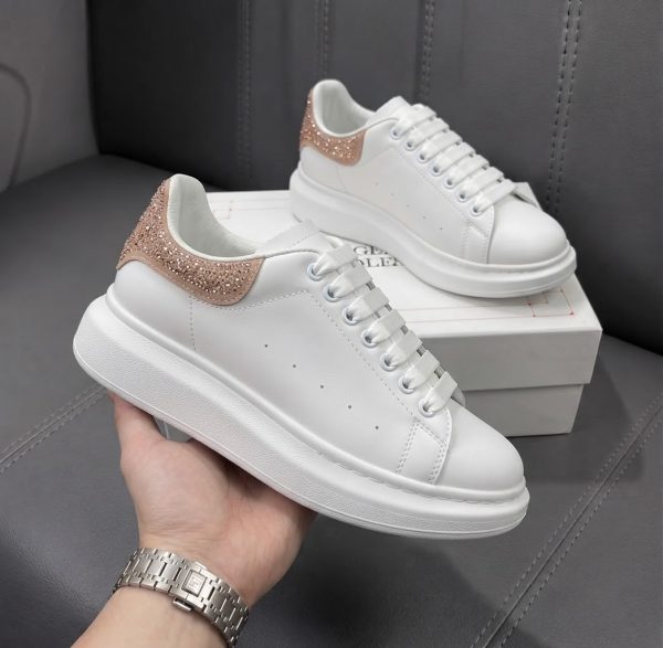 Adidasi dama casual albi cu roz  diamond  111D N12-4