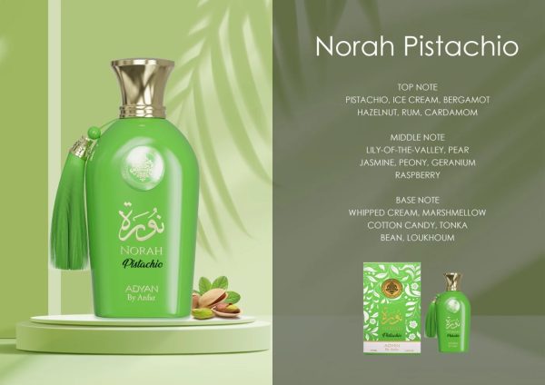 Apa de Parfum, Adyan,Norah Pistachio , dama, 100ML - Original Dubai