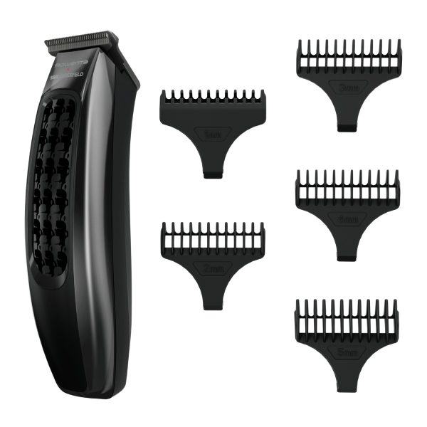 Aparat de tuns Rowenta x Karl Lagerfeld Barber Experience TN185LE0  6500 rpm  autonomie 90 min  5 piepteni ficsi  lame inox  baza de incarcare  indica