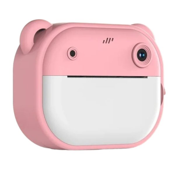 Aparat foto digital copii cu imprimare instant, 40 MP, 1080p, ecran 2.4  , Ursulet roz