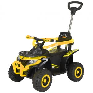 ATV electric cu maner 4 in 1, Kinderauto Hercules, pentru copii 1-3 ani, 35W 6V, telecomanda, premium, galben