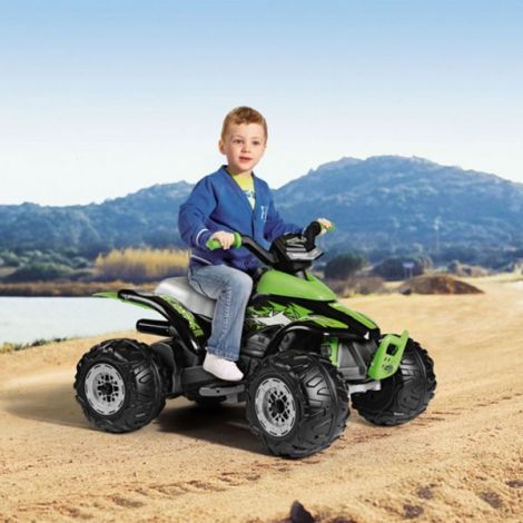 ATV Peg Perego Corral T-Rex, 330W, 12V, 3 ani +, Verde  Negru
