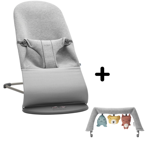 Balansoar pentru copii, cu bara de jucarii inclusa, BabyBjorn Bliss,  Light Grey 3D