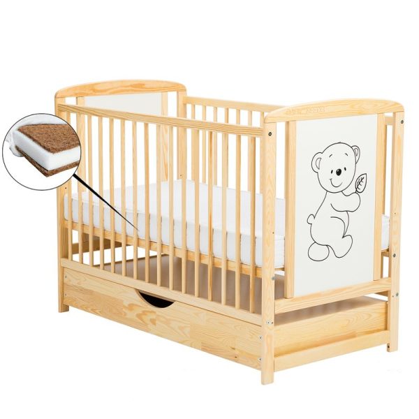 babyneeds-patut-din-lemn-timmi-120x60-cm-cu-sertar-natur-saltea-10-cm-139515-4.jpeg Patut din lemn bebe, 120x60 cm, Cu sertar cu capac, Din lemn de pin si mdf, Stabil si rezistent, Inaltime saltea reglabila pe 3 nivele, Laterala cu 3 bete detasabile, EN716-1, EN716-2, Natur, Babyneeds, Timmi + Saltea 10 cm