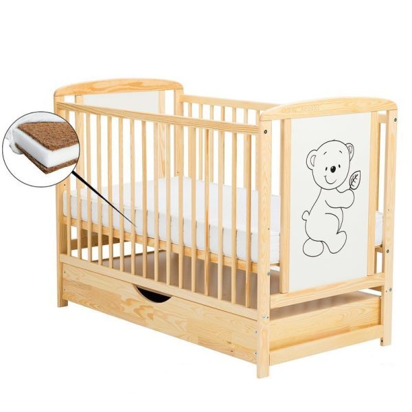 babyneeds-patut-din-lemn-timmi-120x60-cm-cu-sertar-natur-saltea-8-cm-744983-4.jpeg Patut din lemn bebe, 120x60 cm, Cu sertar cu capac, Din lemn de pin si mdf, Stabil si rezistent, Inaltime saltea reglabila pe 3 nivele, Laterala cu 3 bete detasabile, EN716-1, EN716-2, Natur, Babyneeds, Timmi + Saltea 8 cm