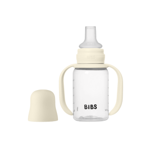 Set biberon BIBS tip Sippy Cup PP 150 ml cu cioc din silicon și sistem antipicurare, Ivory