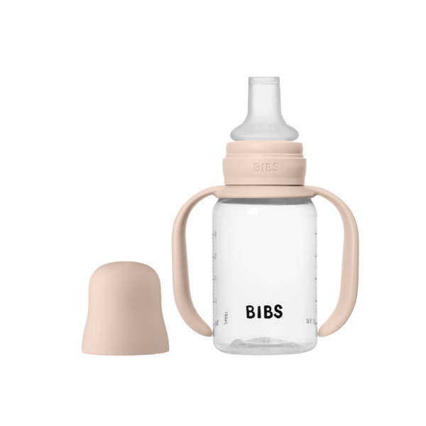bibs_sippy_roz_3_.png Set biberon BIBS tip Sippy Cup PP 150 ml cu cioc din silicon și sistem antipicurare, Blush