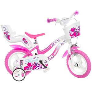 bicicleta-copii-dino-bikes-12-flappy-roz-3133538-4.jpeg Bicicleta cu pedale, Dino Bikes, Flappy, Cu roti ajutatoare, Cu cosulet frontal, Cu scaunel pentru papusa, 12 inch, Pana la 40 kg, 3 ani+, Roz