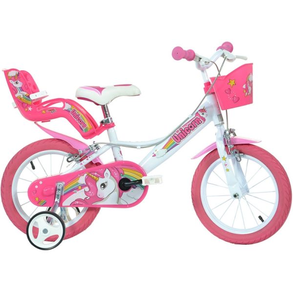 bicicleta-copii-dino-bikes-14-unicorn-2574338-4.jpeg Bicicleta cu pedale, Dino Bikes, Unicorn, Cu roti ajutatoare, Cu cosulet frontal, Cu cosulet pentru papusi, 14 inch, Pana la 115 cm, Pink