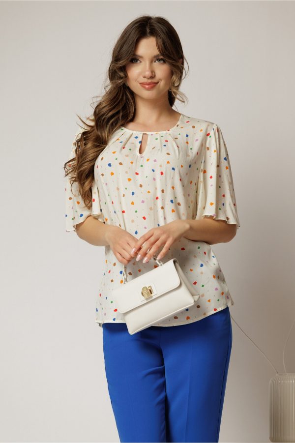 bluza-casual-din-viscoza-ivoar-cu-picatele-colorate-si-croi-lejer-1471033-1154833-4.jpeg Bluza casual din viscoza ivoar cu picatele colorate si croi lejer