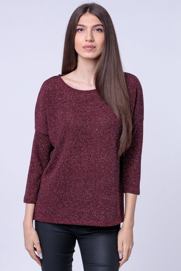 bluza-casual-imprimeu-colorat-si-maneca-3-4-copie-962646.jpg Bluza tricotata bordo cu fir lurex si maneca 3 4