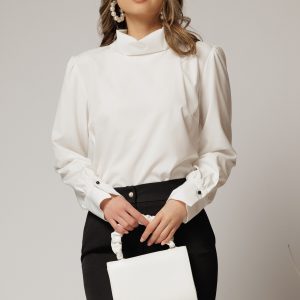 Bluza dama ivoar cu guler tip barcuta din voal si croi lejer