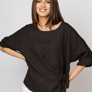 bluza-din-in-maro-inchis-masura-mare-cu-nod-pe-talie-copie-255714.jpg Bluza din in gri inchis masura mare cu nod pe talie