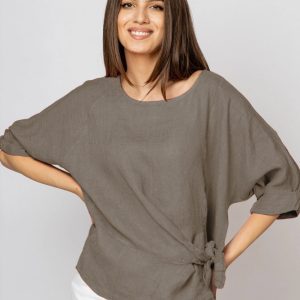 bluza-din-in-verde-crud-masura-mare-cu-nod-pe-talie-copie-679958.jpg Bluza din in bej inchis, masura mare cu nod pe talie