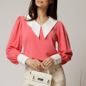 bluza-dy-fashion-corai-cu-gulerul-ascutitdin-voal-fluid-1447645-1145038-4.jpeg Bluza DY Fashion corai cu gulerul ascutitdin voal fluid