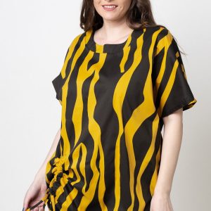 Bluza lunga pentru colanti, din bumbac, galben-negru