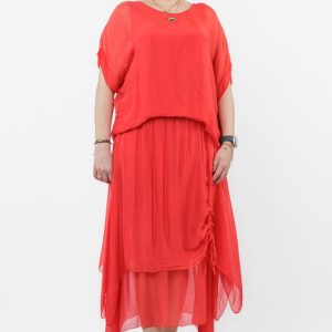 Bluza rosie din matase si vascoza