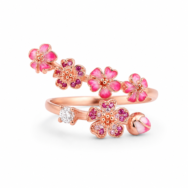 c019418e-d613-4767-91a6-dec2b2b644a5.png Inel Pink Flowers cu Argint Reglabil