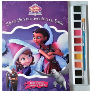 Disney. Sofia Întâi. Insulele Mistice. Să pictăm noi aventuri cu Sofia. Carte de colorat cu pensulă și acuarele