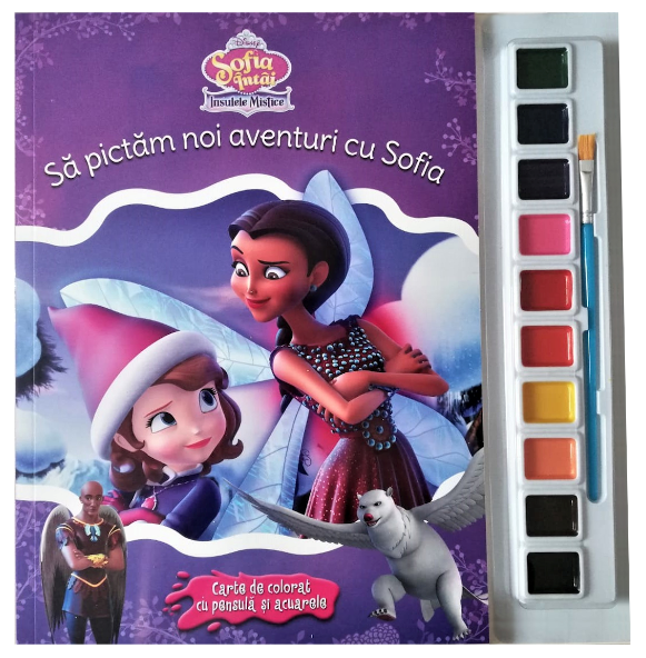 Disney. Sofia Întâi. Insulele Mistice. Să pictăm noi aventuri cu Sofia. Carte de colorat cu pensulă și acuarele