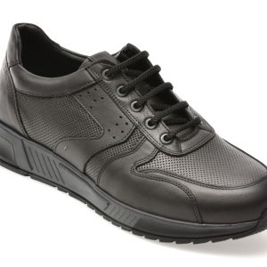 Pantofi sport OTTER negri, ET424, din piele naturala