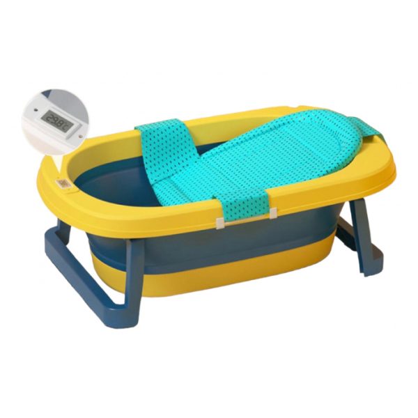 cadita-pliabila-cd03-cu-suport-si-termometru-pentru-bebelusi-roz-copie-992205.jpeg Cadita pliabila CD03 cu suport si termometru, pentru bebelusi, galben cu verde