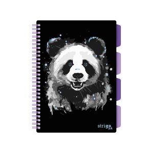 Caiet cu Spirala si Separatoare Strigo Pads Project Book PANDA B5, Dictando, Negru