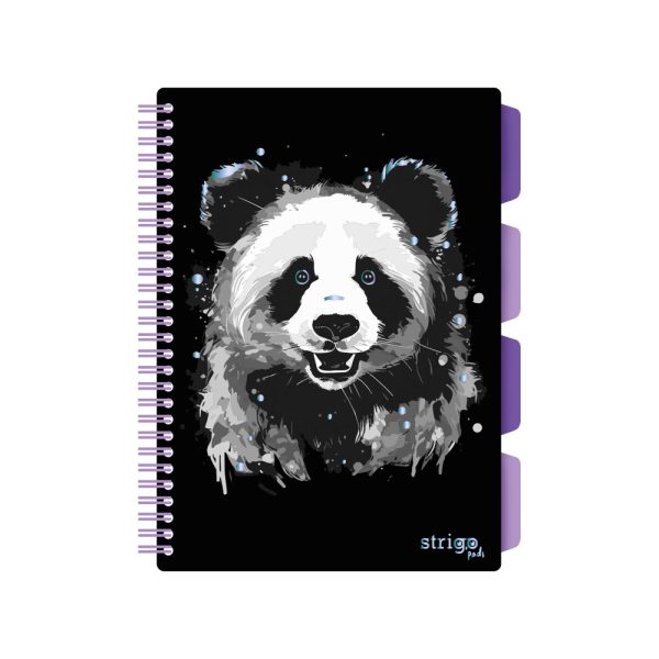 Caiet cu Spirala si Separatoare Strigo Pads Project Book PANDA B5, Dictando, Negru