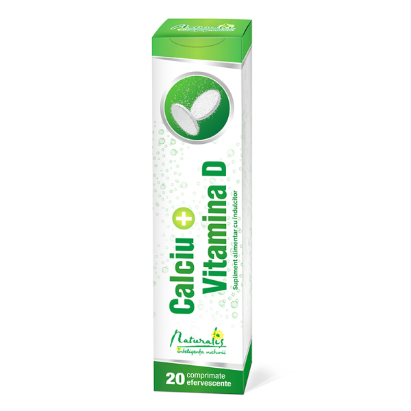 Calciu cu Vitamina D, 20 comprimate efervescente, Naturalis
