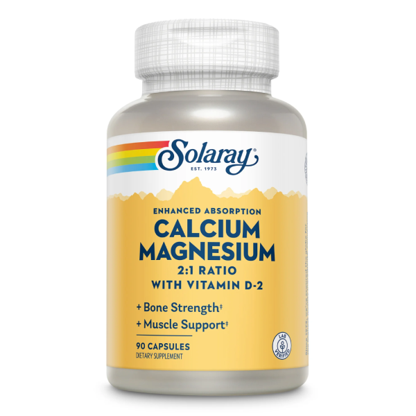 Calciu, Magneziu si Vitamina D Solaray, 90 capsule, Secom