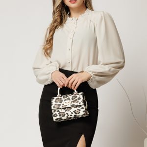 Camasa DY Fashion ivory din voal plin cu guler incretit
