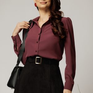 Camasa DY Fashion magenta cu guler si inchidere cu nasturi