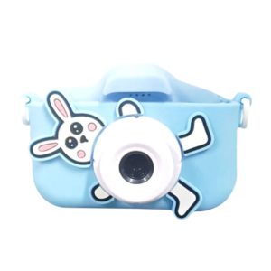 Camera foto copii iepuras, HD, video, jocuri, reincarcabila, ecran IPS, bleu
